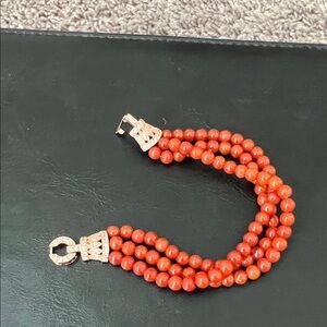 Elegant Red Jadeite Beaded Bracelet